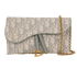 Saddle Pouch With Chain, &pound;695, Handbags, Grey, Canvas, Front view